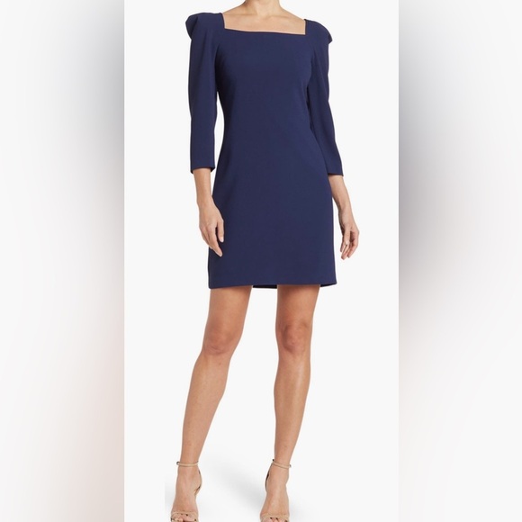Trina Turk Blanche puff shoulder sheath dress ink navy size 14 nwt - Picture 1 of 6